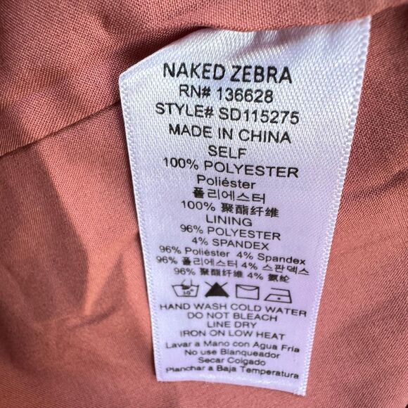 Naked ZEBRA Off Shoulder Smocked Sz M /L Rose Ash Summer Boho Dress - Picture 14 of 16